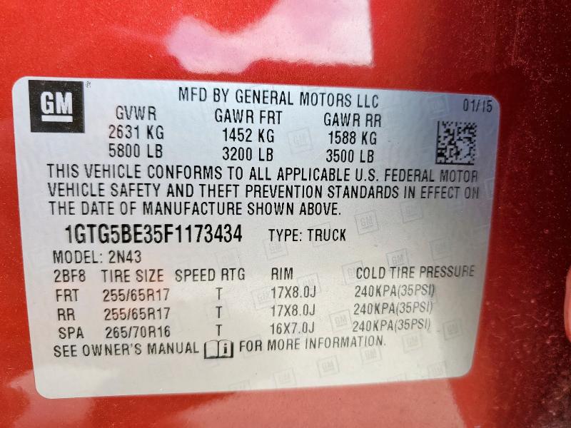 2015 GMC CANYON SLE 1GTG5BE35F1173434