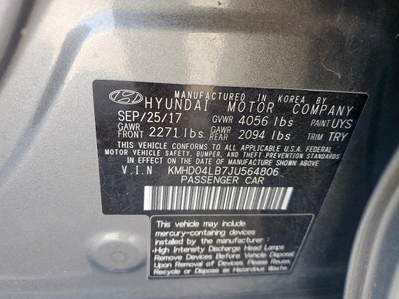 2018 HYUNDAI ELANTRA SP KMHD04LB7JU564806