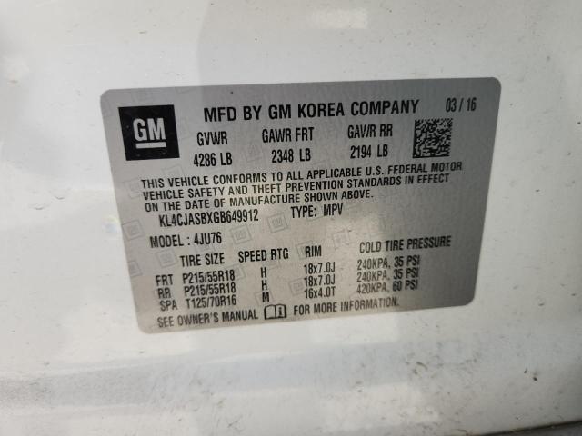 2016 BUICK ENCORE KL4CJASBXGB649912