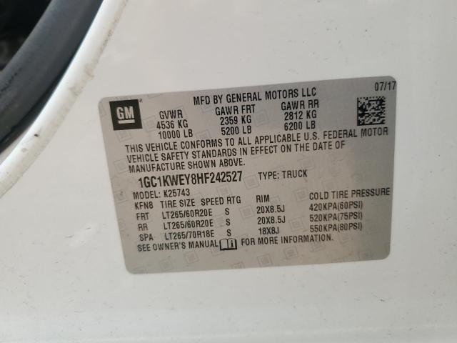 2017 CHEVROLET SILVERADO - 1GC1KWEY8HF242527