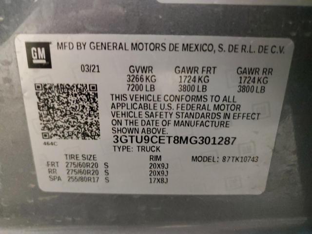 2021 GMC SIERRA K15 - 3GTU9CET8MG301287