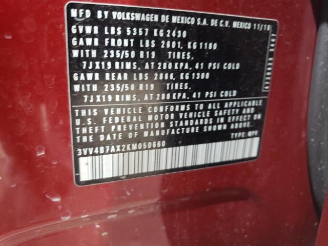 2019 VOLKSWAGEN TIGUAN SEL 3VV4B7AX2KM050660