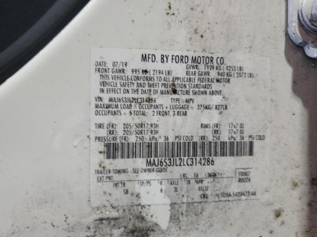 2020 FORD ECOSPORT S MAJ6S3JL2LC314286