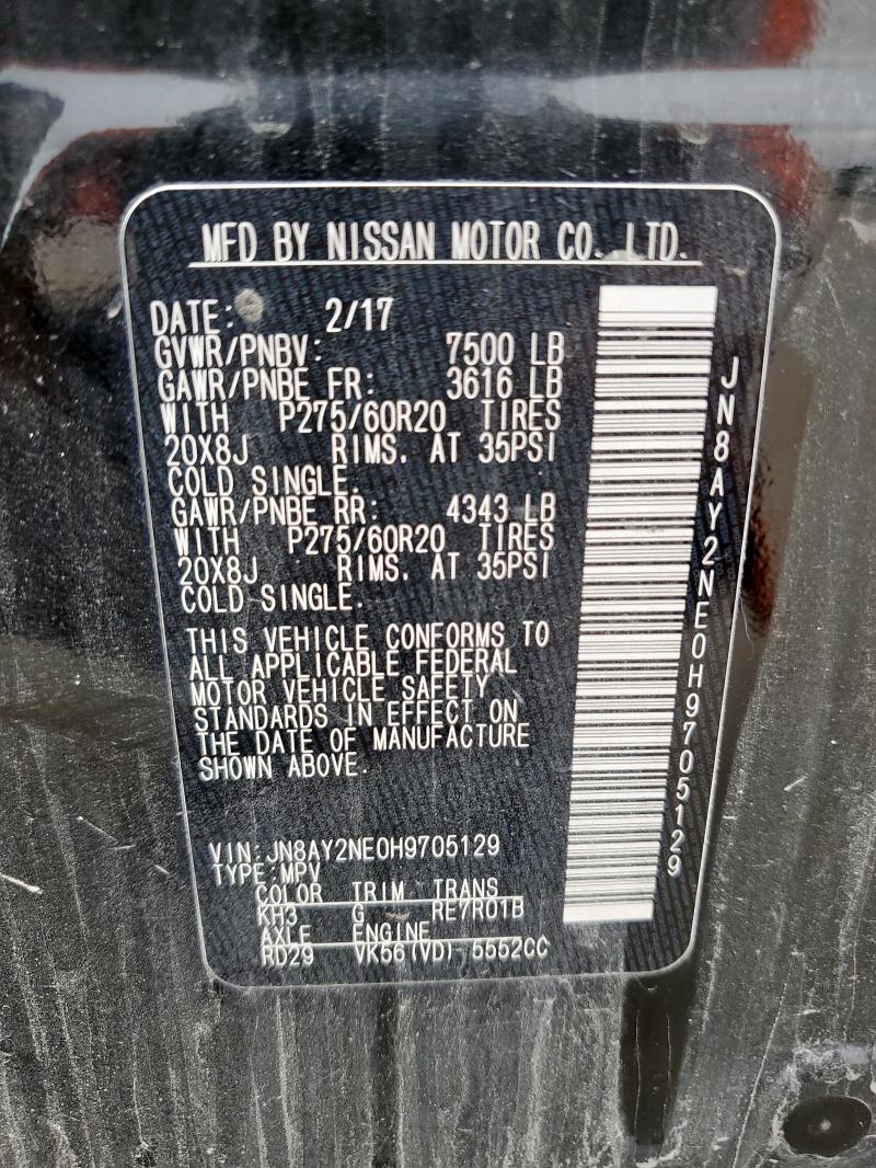 2017 NISSAN ARMADA PLA JN8AY2NE0H9705129