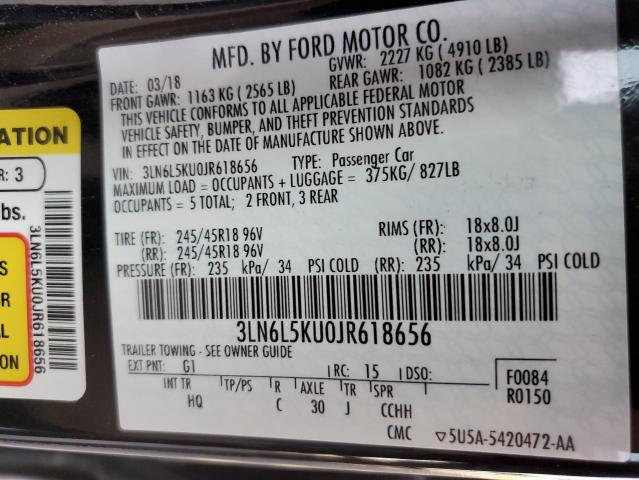 2018 LINCOLN MKZ HYBRID 3LN6L5KU0JR618656