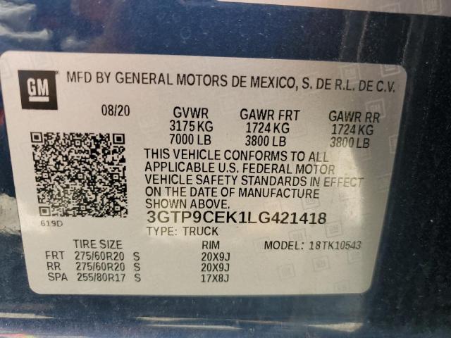 2020 GMC SIERRA K15 3GTP9CEK1LG421418
