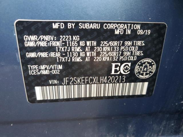 2020 SUBARU FORESTER C JF2SKEFCXLH420213