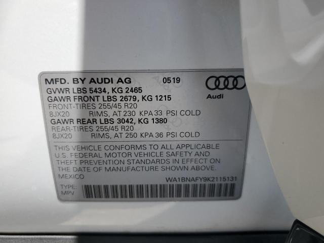 2019 AUDI Q5 PREMIUM - WA1BNAFY9K2115131