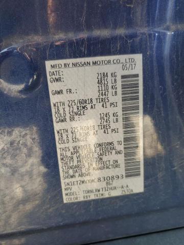 2017 NISSAN ROGUE SV H 5N1ET2MVXHC830893