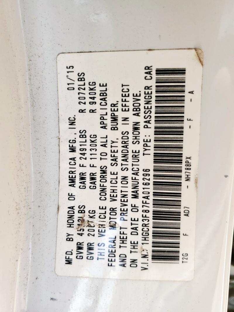 2015 HONDA ACCORD EXL - 1HGCR3F87FA016296