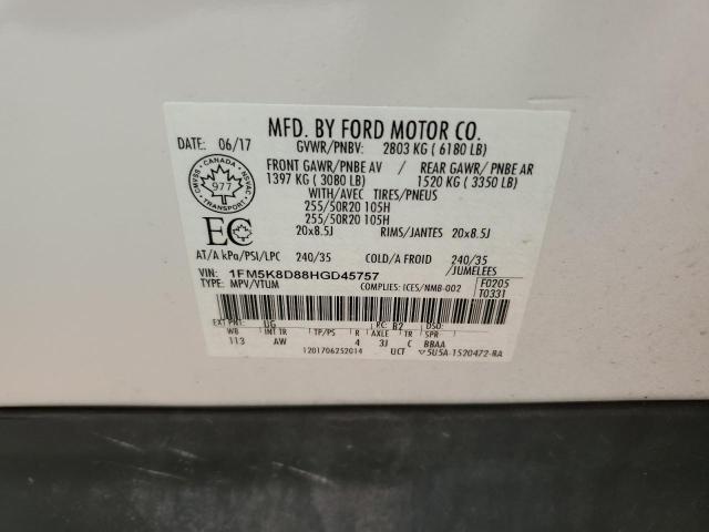 2017 FORD EXPLORER X - 1FM5K8D88HGD45757