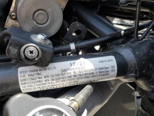 2022 YAMAHA YZFR7 JYARM38E8NA002539