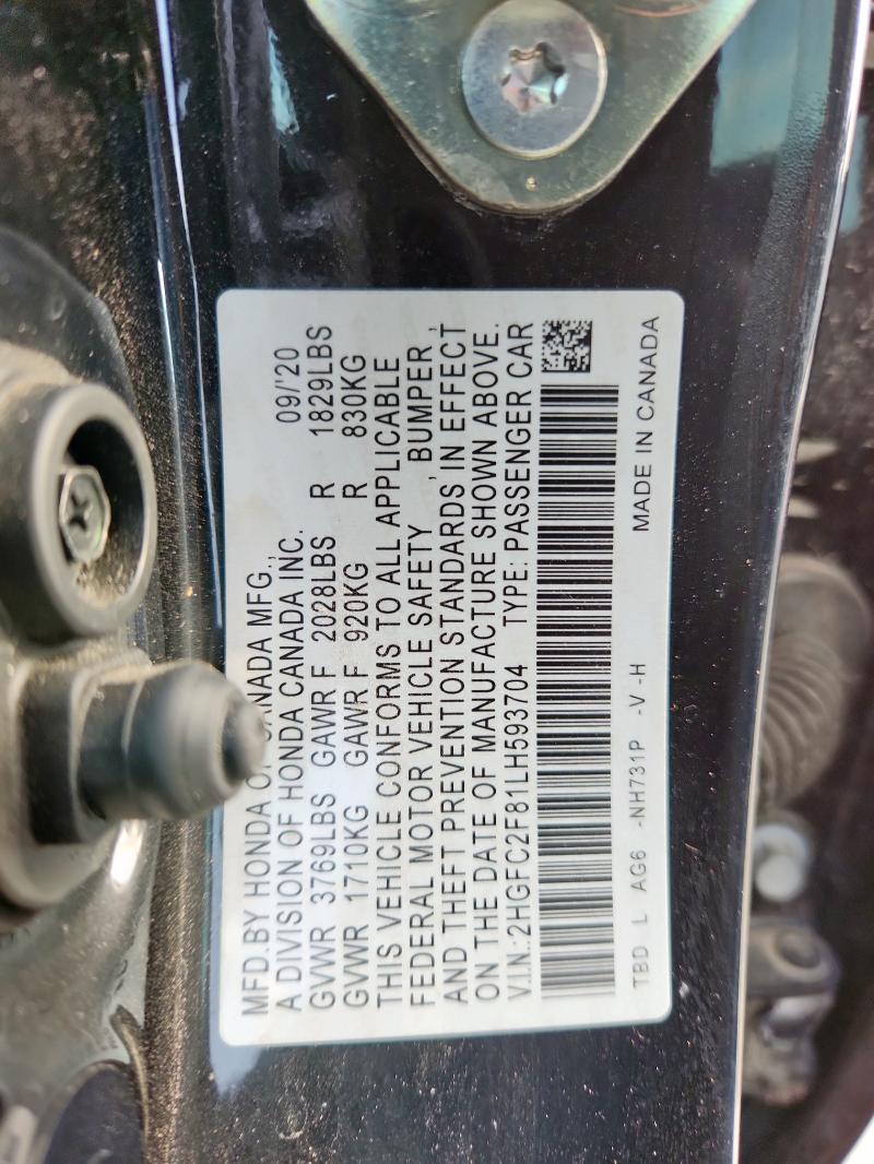 2020 HONDA CIVIC SPOR 2HGFC2F81LH593704