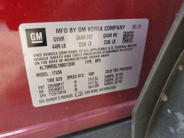 2022 CHEVROLET TRAILBLAZE - KL79MRSL1NB013596