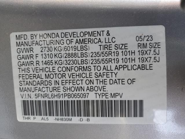 2023 HONDA ODYSSEY EL 5FNRL6H91PB065097