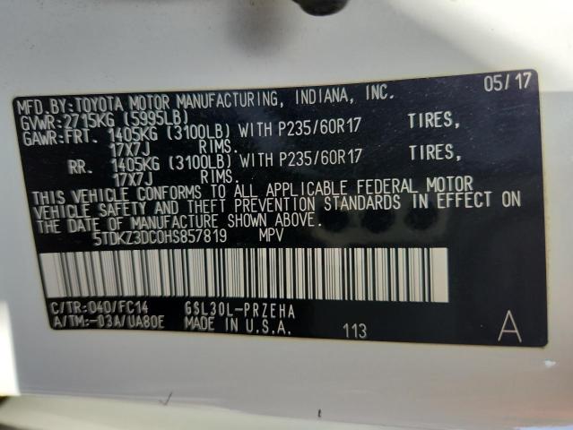 2017 TOYOTA SIENNA LE #3212256708