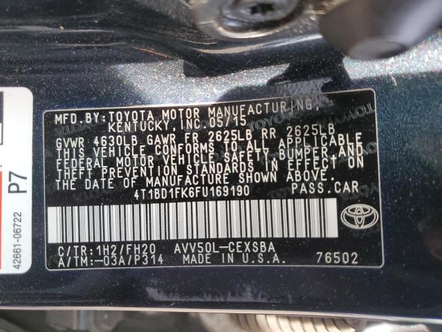 2015 TOYOTA CAMRY HYBR 4T1BD1FK6FU169190