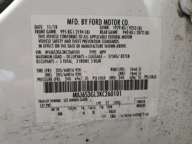 2019 FORD ECOSPORT S - MAJ6S3GL3KC260101