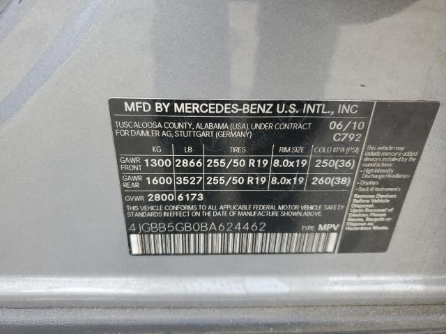 2011 MERCEDES-BENZ ML 350 - 4JGBB5GB0BA624462