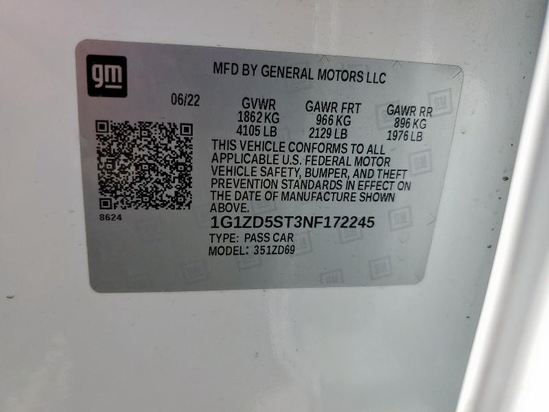 2022 CHEVROLET MALIBU LT - 1G1ZD5ST3NF172245