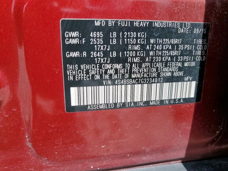 2016 SUBARU OUTBACK 2. - 4S4BSBAC7G3234812