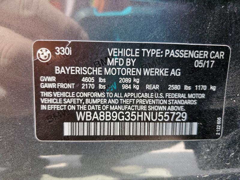 2017 BMW 330 I WBA8B9G35HNU55729