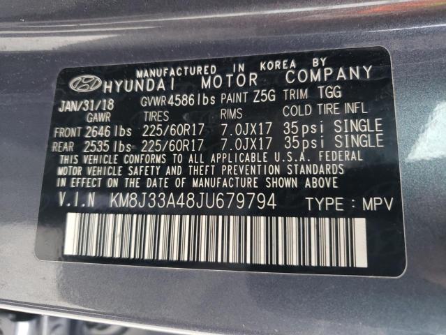 2018 HYUNDAI TUCSON SEL KM8J33A48JU679794