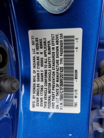 2021 HONDA CIVIC EX - 19XFC1F36ME207420