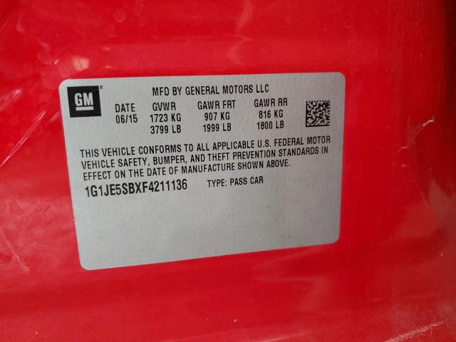 2015 CHEVROLET SONIC LTZ 1G1JE5SBXF4211136