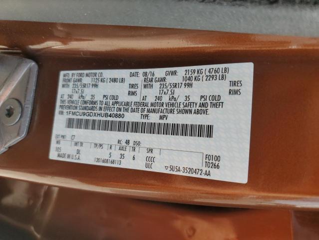 2017 FORD ESCAPE SE - 1FMCU9GDXHUB40880