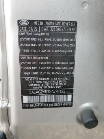 2016 LAND ROVER LR4 HSE SALAG2V63GA793123