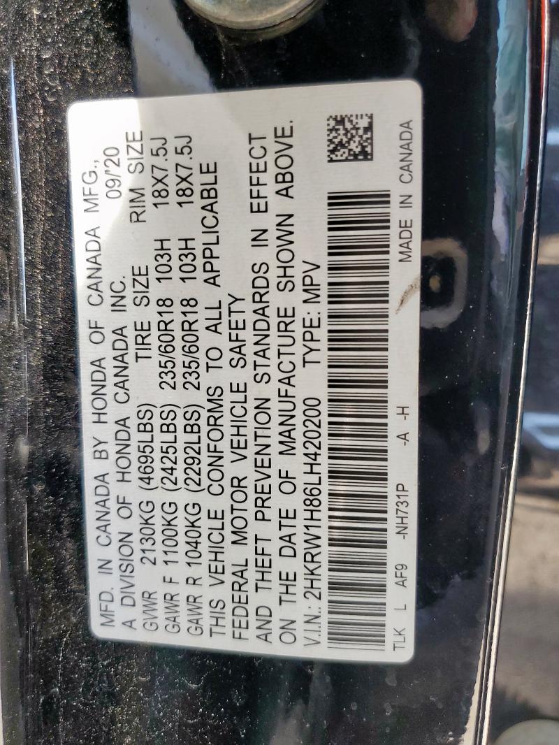 2020 HONDA CR-V EXL 2HKRW1H86LH420200