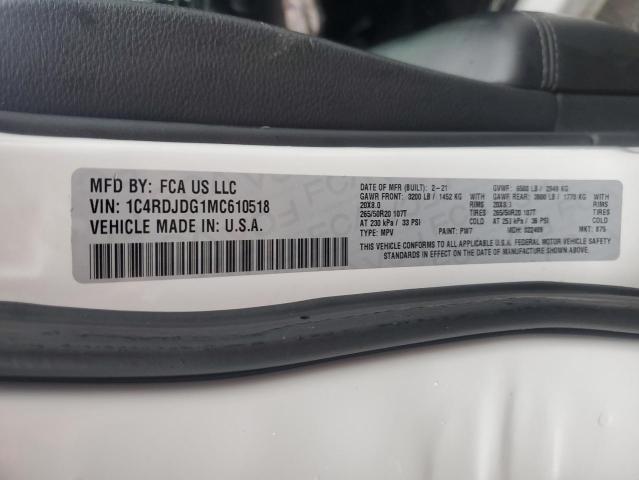2021 DODGE DURANGO GT 1C4RDJDG1MC610518