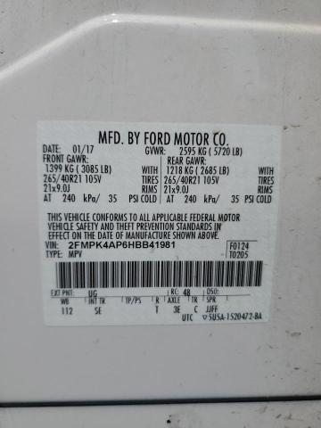 2017 FORD EDGE SPORT - 2FMPK4AP6HBB41981