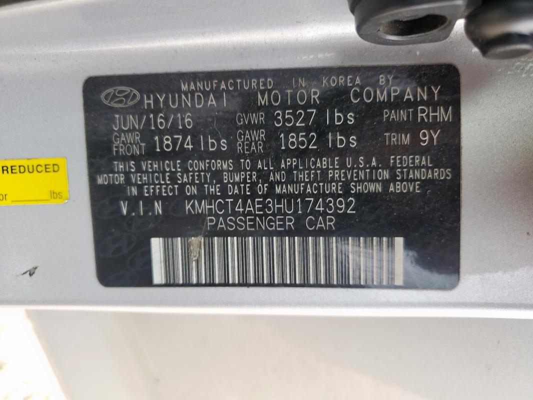 kmhct4ae3hu174392 - 2017 Hyundai Accent Se - #62823265
