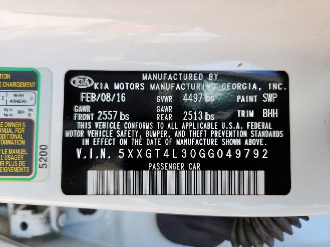 2016 KIA OPTIMA LX - 5XXGT4L30GG049792
