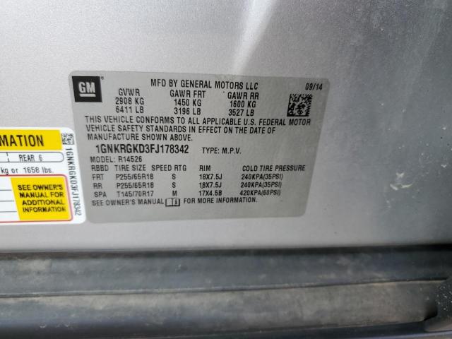 2015 CHEVROLET TRAVERSE L - 1GNKRGKD3FJ178342