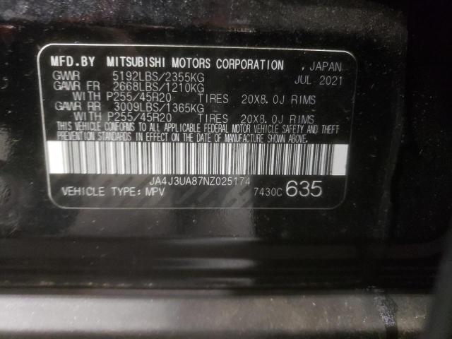 2022 MITSUBISHI OUTLANDER JA4J3UA87NZ025174