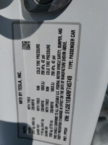 2024 TESLA MODEL 3 5YJ3E1EB4RF745749