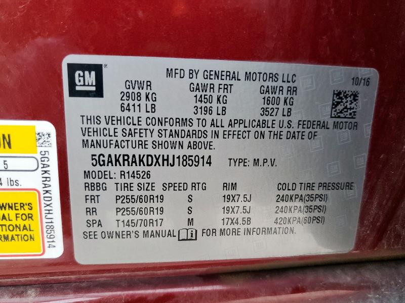 2017 BUICK ENCLAVE - 5GAKRAKDXHJ185914