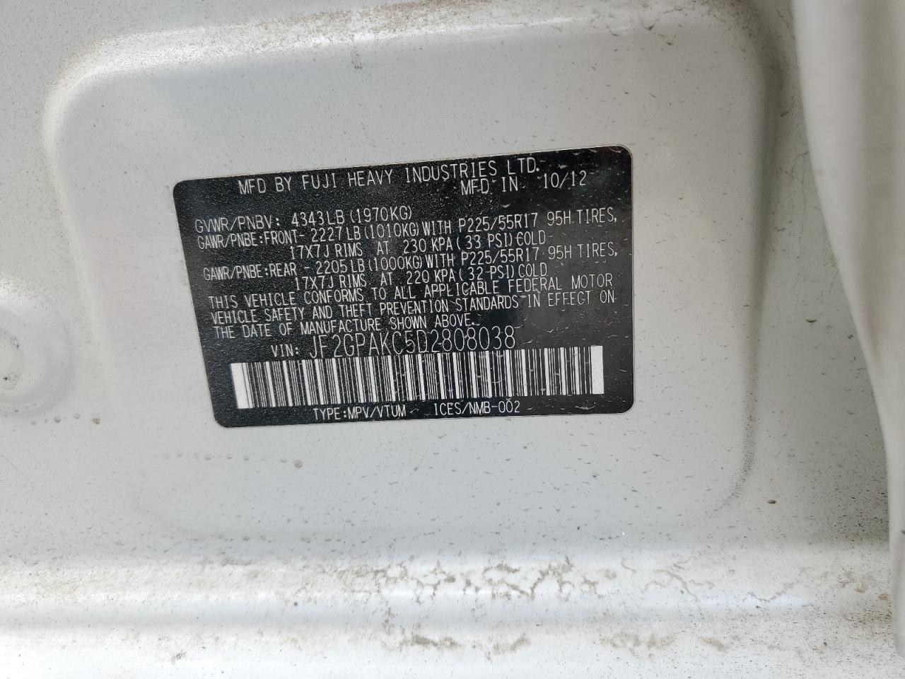 SUBARU XV 2.0 LIMITED