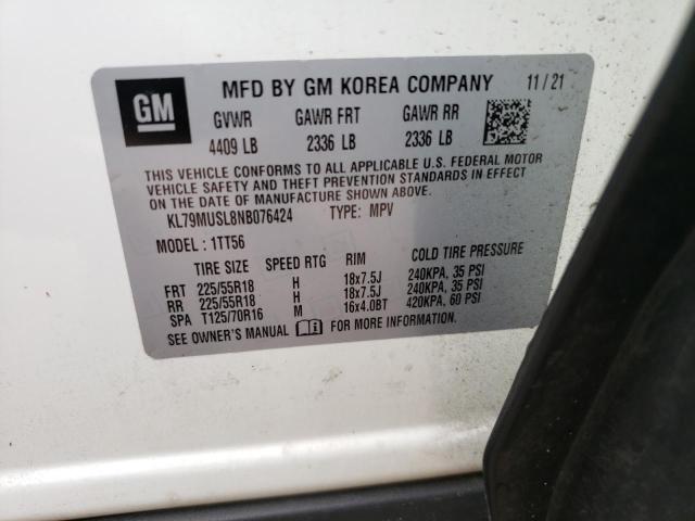 2022 CHEVROLET TRAILBLAZE KL79MUSL8NB076424