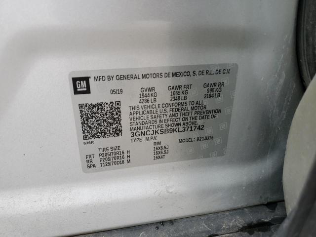 2019 CHEVROLET TRAX LS 3GNCJKSB9KL371742