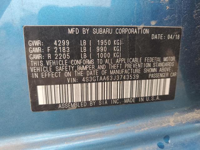 2018 SUBARU IMPREZA 4S3GTAA63J3743539