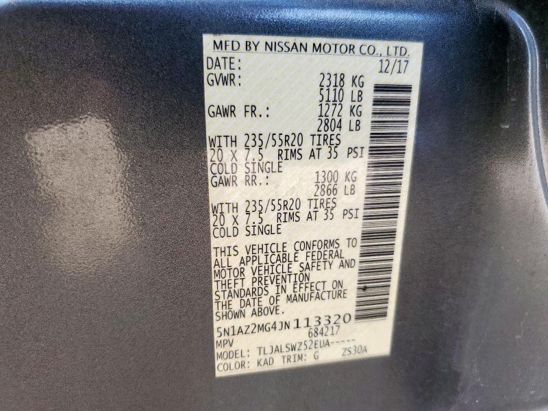 2018 NISSAN MURANO S 5N1AZ2MG4JN113320