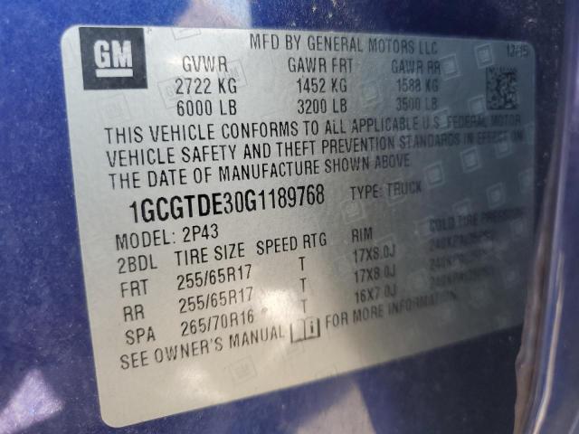 2016 CHEVROLET COLORADO Z - 1GCGTDE30G1189768