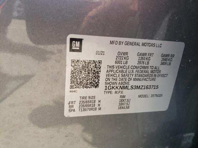 2021 GMC ACADIA SLT 1GKKNMLS3MZ163715
