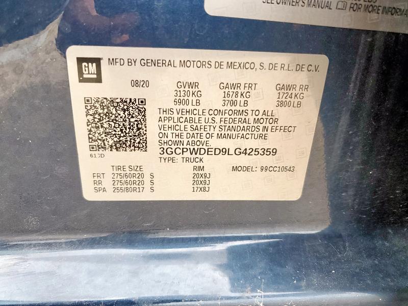 2020 CHEVROLET silverado - 3GCPWDED9LG425359