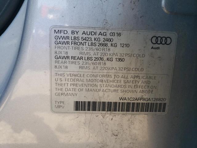 2016 AUDI Q5 PREMIUM - WA1C2AFP8GA126820