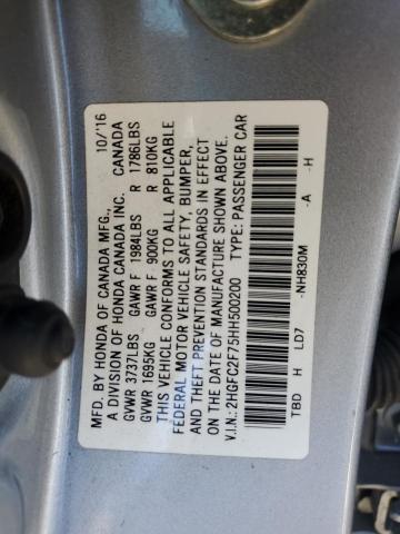 2017 HONDA CIVIC EX 2HGFC2F75HH500200